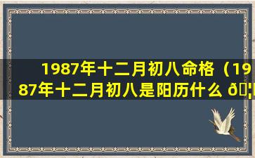 1987年十二月初八命格（1987年十二月初八是阳历什么 🦋 时候）